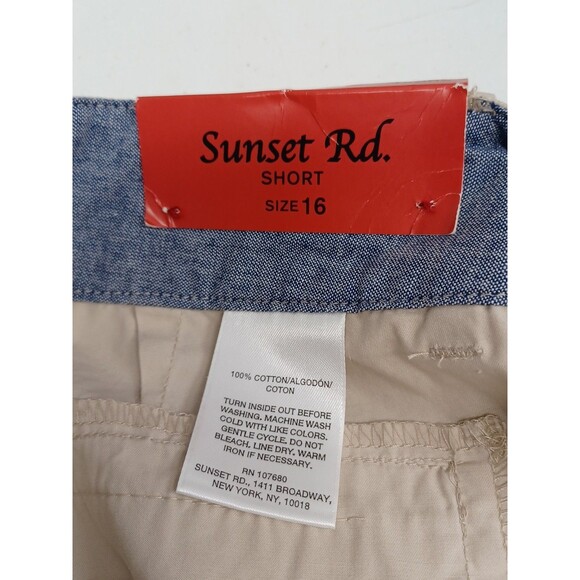 Sunset Rd Womens Bermuda Kakhi Shorts Sz 16 Beige Zip Pockets NWT - Picture 9 of 9